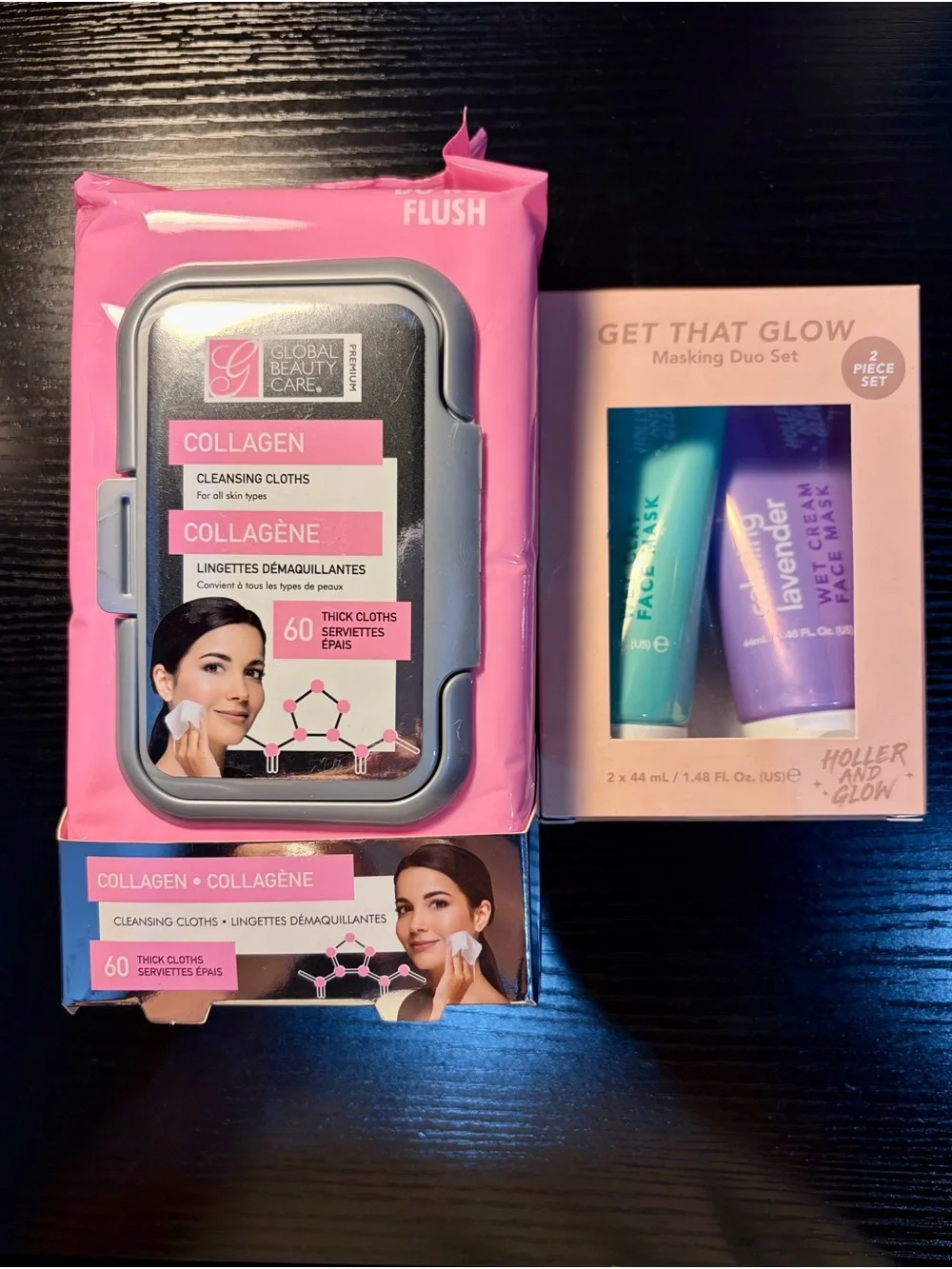 Global Beauty Care Collagen Cleansing Cloths – Pink + Face Mask Duo Set 🌸